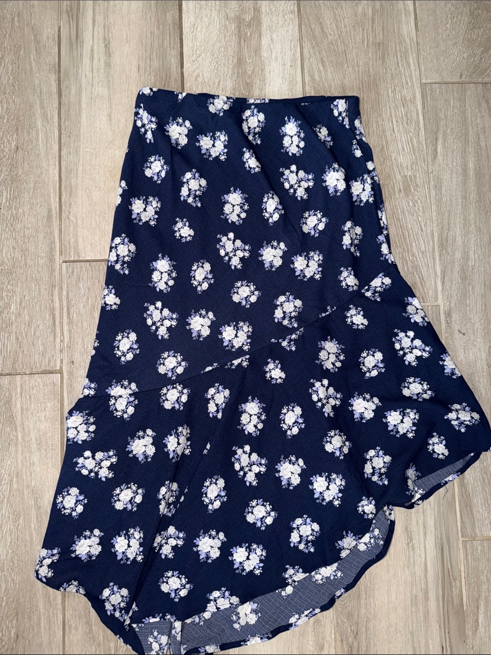 Bwear Navy and White Asymmetrical Floral Skirt